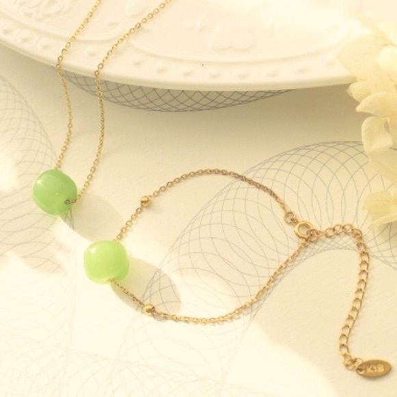 New! Jade Necklace & Bracelet Set - Picture 1 of 5